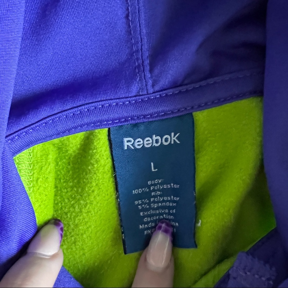 SOLD Reebok Green and Purple Hoodie - Picture 3 of 3